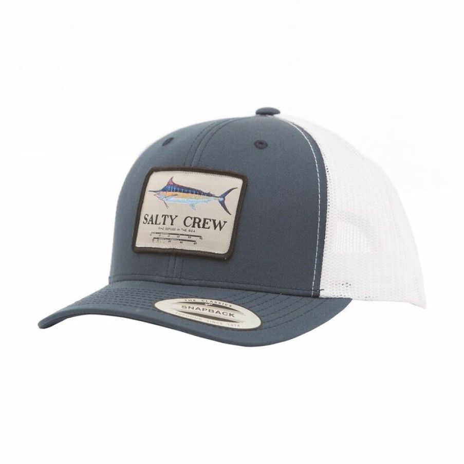 Men'S Accessories * | Salty Crew Men'S Marlin Mount Retro Trucker Hat Navy/Silver