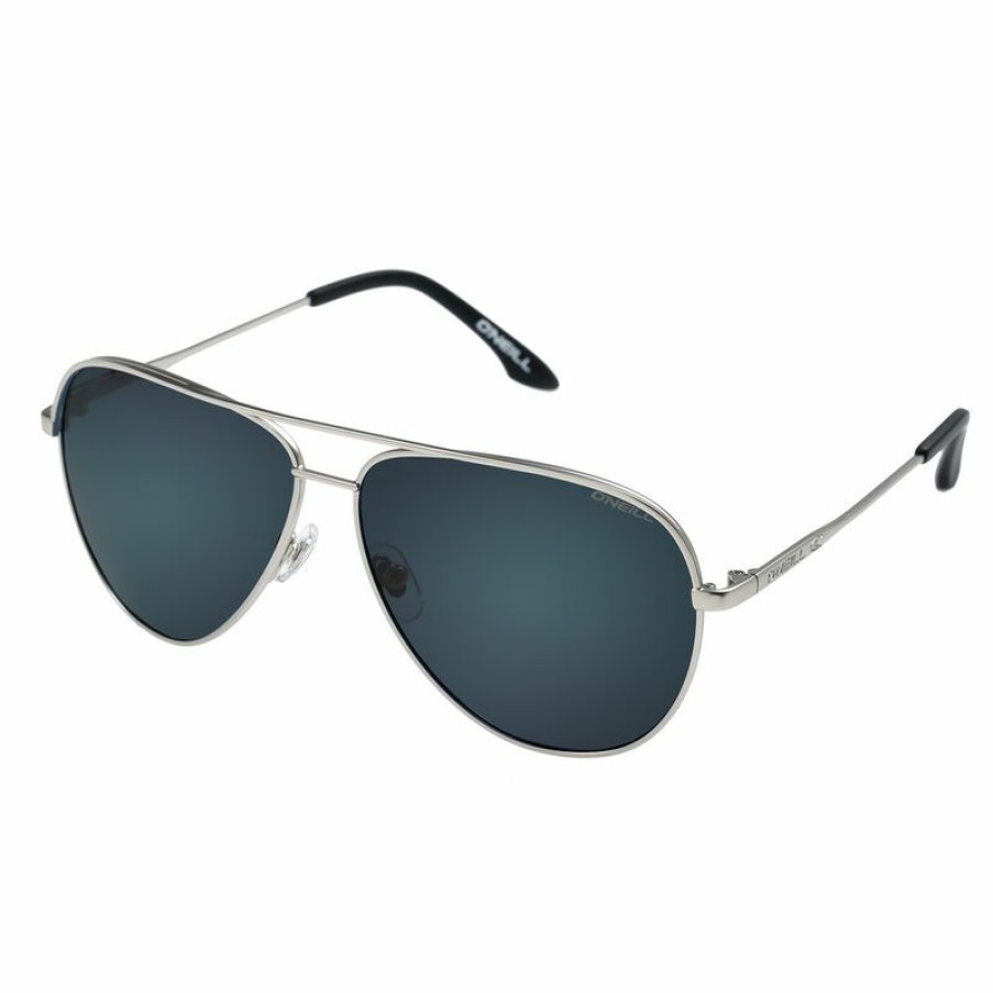 Men'S Accessories * | O'Neill Wake Polarized Sunglasses Matte Silver Frame/Blue Smoke Lens