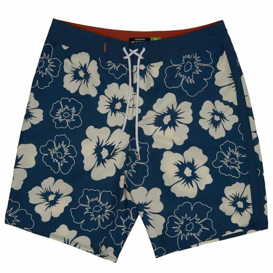 Men'S Swimwear * | Quiksilver Waterman Men'S Throwback Print 2 Board Shorts Ensign Blue Throwback