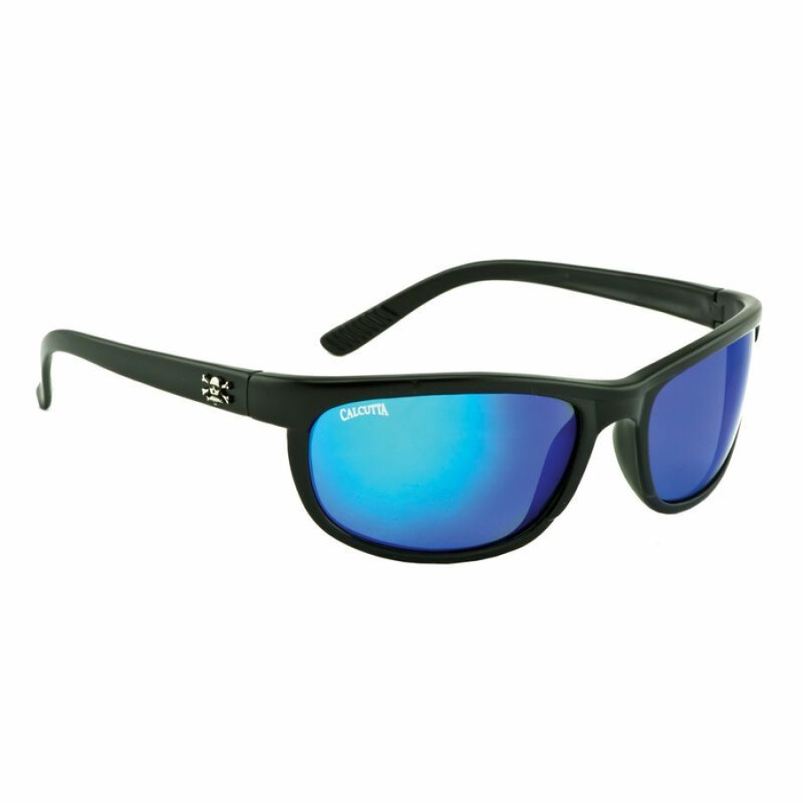 Men'S Accessories * | Calcutta Men'S Rockpile Sunglasses Matte Black/Blue Mirror