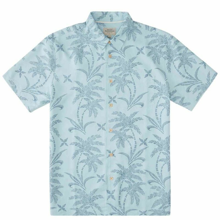 Men'S Shirts * | Quiksilver Waterman Men'S Shading Palms Shirt Aquatic Shading Palms