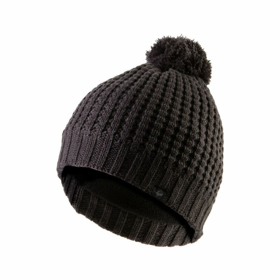 Men'S Accessories * | Sealskinz Waffle Knit Waterproof Bobble Hat Gray