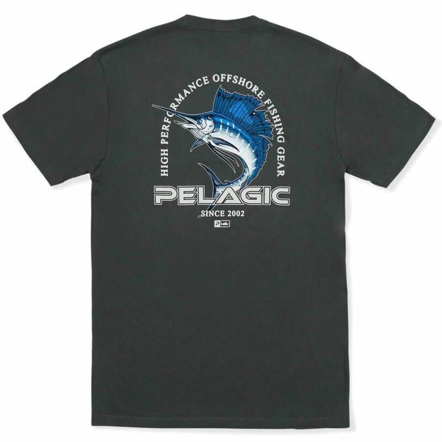 Men'S Shirts * | Pelagic Men'S Flying Sailfish Premium Shirt Charcoal