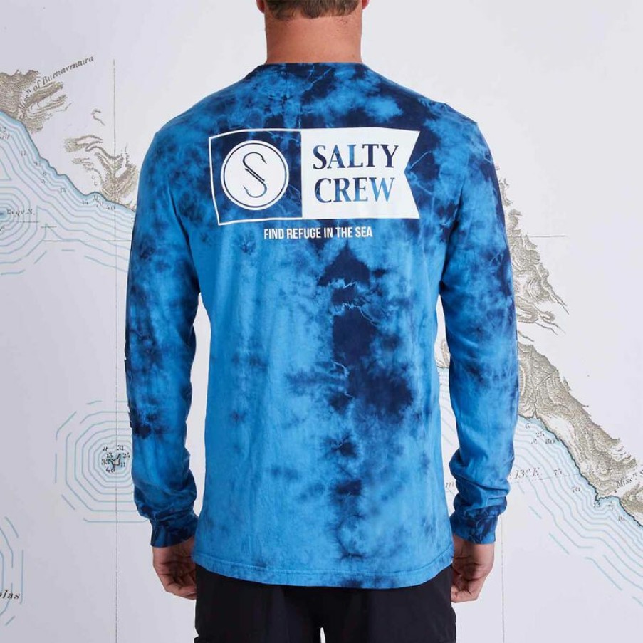 Men'S Shirts * | Salty Crew Men'S Alpha Tie Dye Shirt Blue