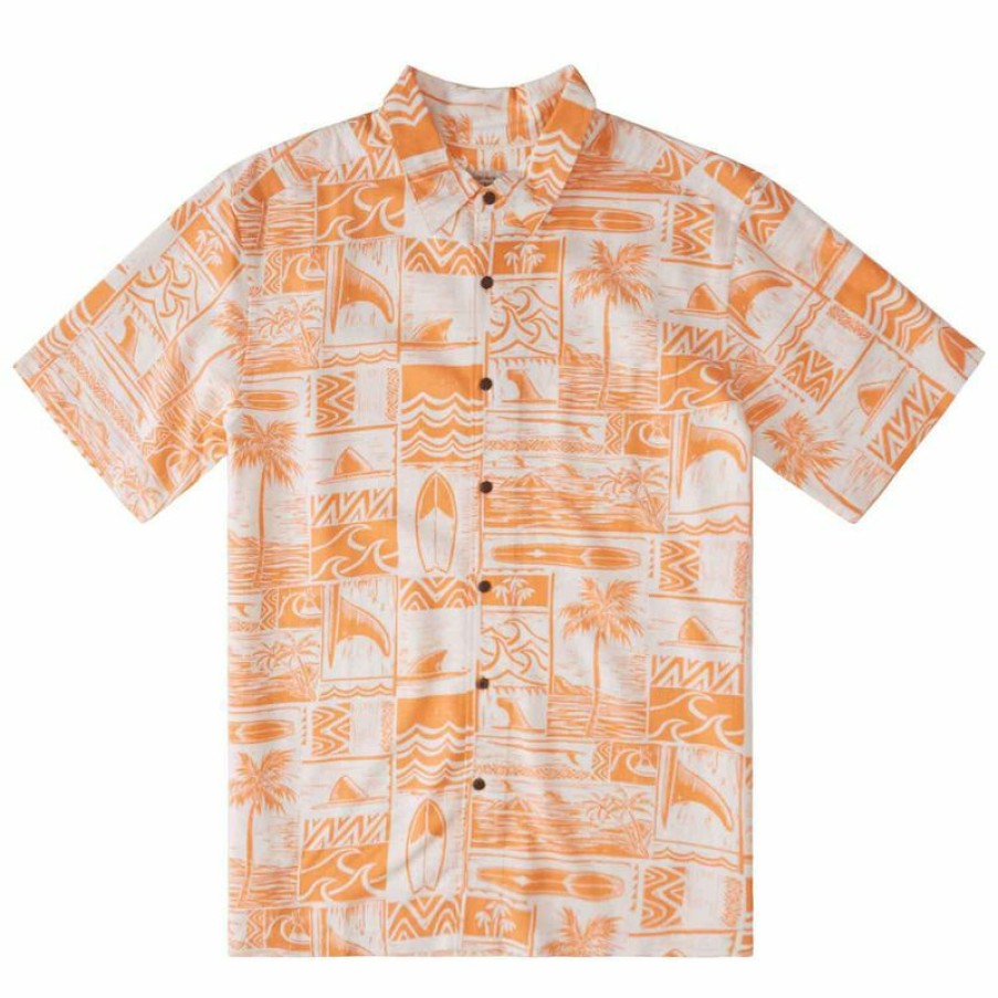 Men'S Shirts * | Quiksilver Waterman Men'S Four Doors Shirt Canteloupe