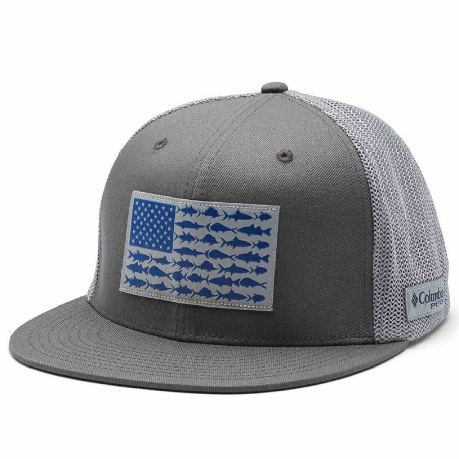 Men'S Accessories * | Columbia Men'S Pfg Mesh Flat Brim Ball Cap