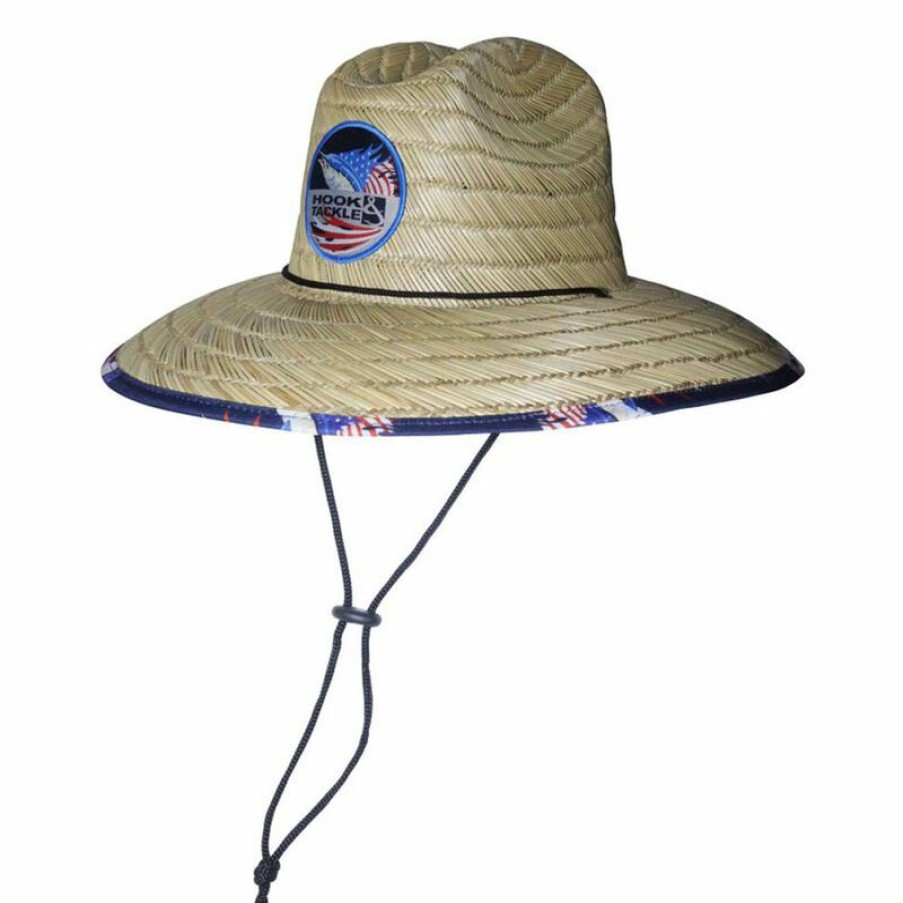 Men'S Accessories * | Hook & Tackle Sails & Stripes Lifeguard Straw Hat Natural