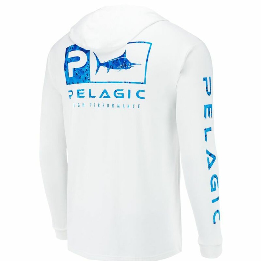 Men'S Shirts * | Pelagic Men'S Dorado Aquatek Hooded Shirt Blue Dorado