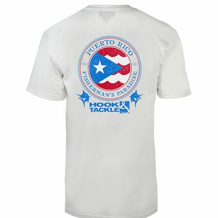 Men'S Shirts * | Hook & Tackle Men'S Fishing Puerto Rico Shirt White