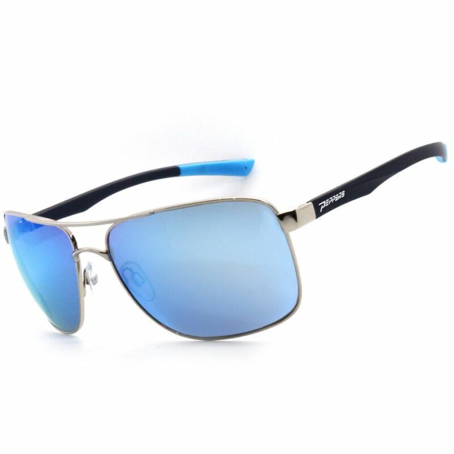 Men'S Accessories * | Peppers Polarized Eyeware Barracuda Polarized Sunglasses Silver_Blue_Mirror