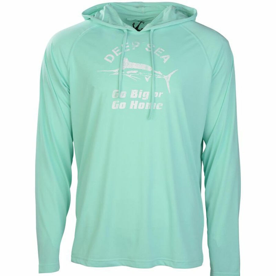 Men'S Shirts * | Hiho Men'S Suntek Deep Sea Eli Hooded Shirt Seafoam