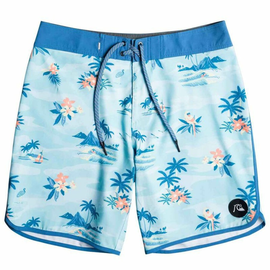 Men'S Swimwear * | Quiksilver Men'S Surfsilk Scallop Board Shorts Angel Blue