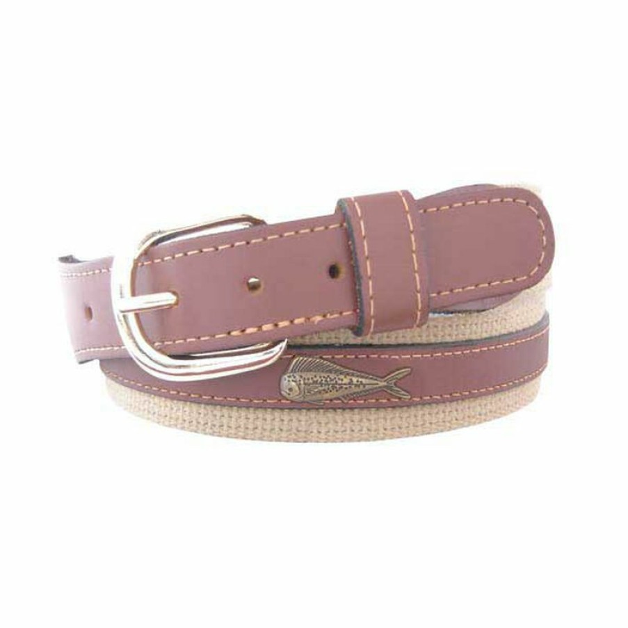 Men'S Accessories * | West Marine Men'S Dolphin Fish Concho Belt Tan