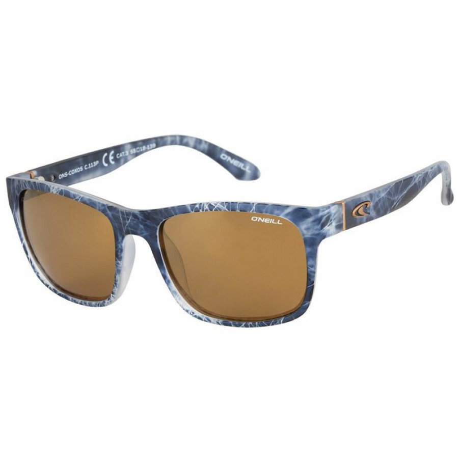 Men'S Accessories * | O'Neill Coxos Polarized Sunglasses Matte Blue Water Frame/Smoke Gold Flash Lens