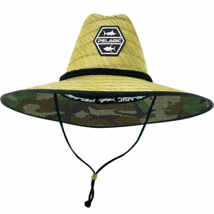 Men'S Accessories * | Pelagic Baja Straw Hat Fish Camo