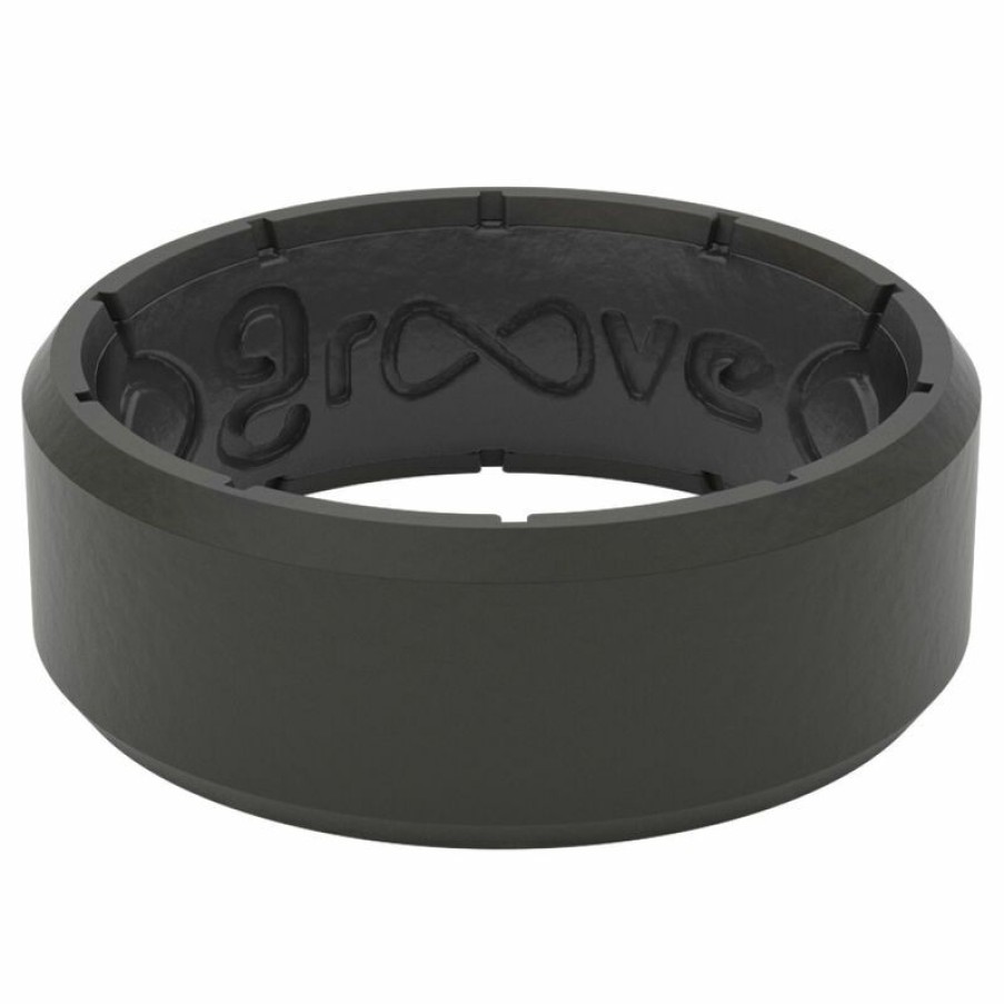 Men'S Accessories * | Groove Life Groove Ring Edge Black/Black Silicone Ring