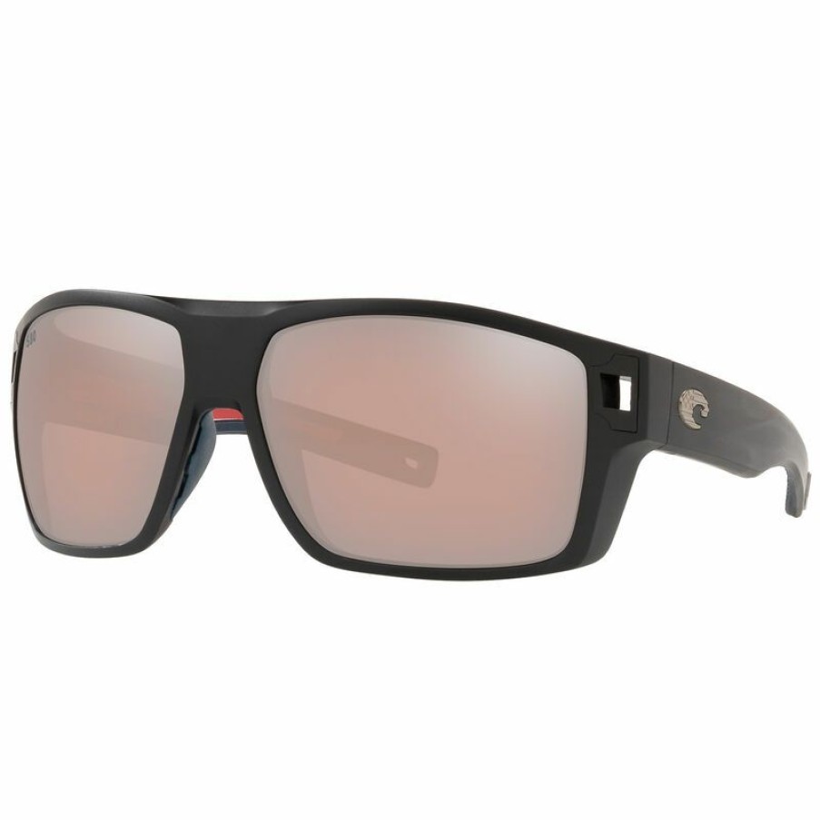 Men'S Accessories * | Costa Men'S Diego 580G Polarized Sunglasses Blackout Frame/Copper Silver Lens