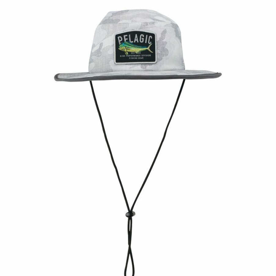 Men'S Accessories * | Pelagic Fish Camo Sunsetter Pro Hat Grey_Fish_Camo