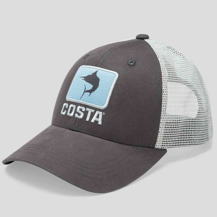 Men'S Accessories * | Costa Men'S Marlin Waves Trucker Hat Charcoal