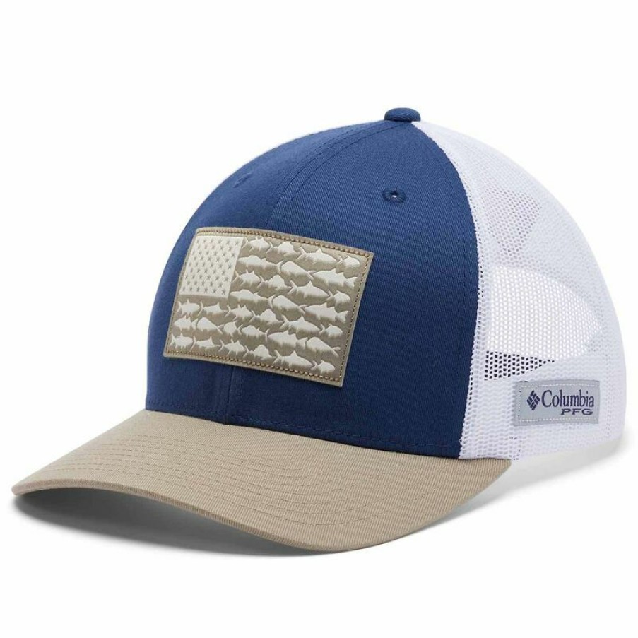 Men'S Accessories * | Columbia Men'S Pfg Mesh Snap Back Fish Flag Ball Cap