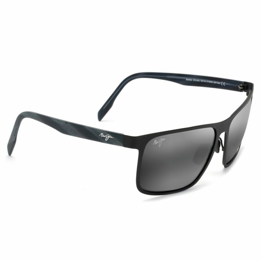 Men'S Accessories * | Maui Jim Wana Polarized Sunglasses Matte Vlack Frame/Natural Grey Lens