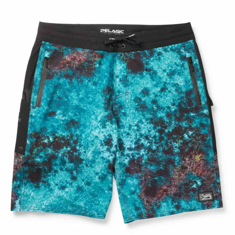 Men'S Swimwear * | Pelagic Men'S Ocean Master Fishing Shorts Aqua